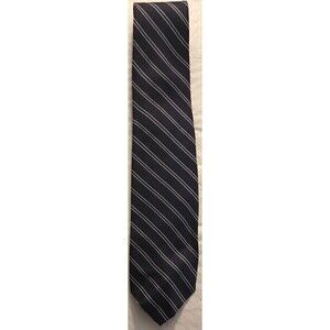 Vintage Brooks Brothers 100% Silk Dark Navy with Gray Stripes Tie * 57" x 3.5"